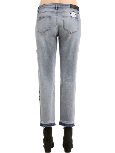 karl lagerfeld logo patch denim jeans